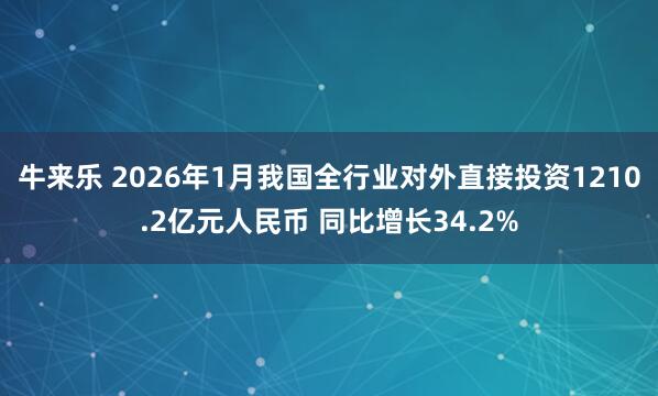 牛来乐 2026年1月我国全行业对外直接投资1210.2亿元人民币 同比增长34.2%